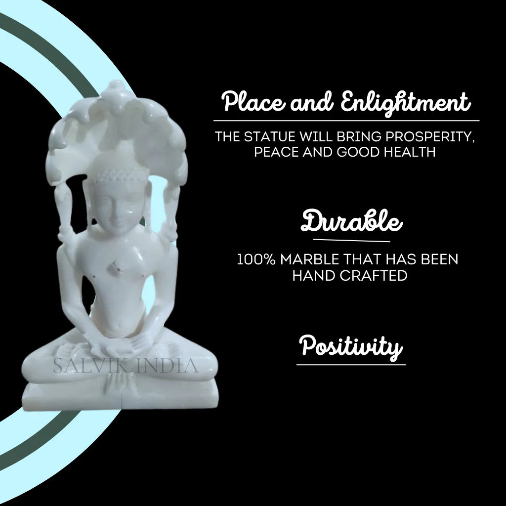 Pure White Marble Parshwanath Idol