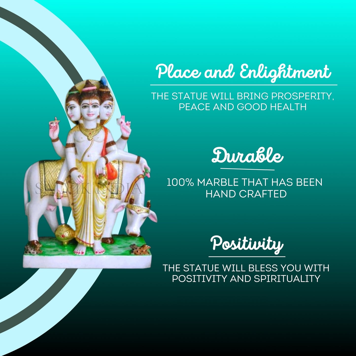 Lord Dattatreya White Marble Statue – Handcrafted Idol