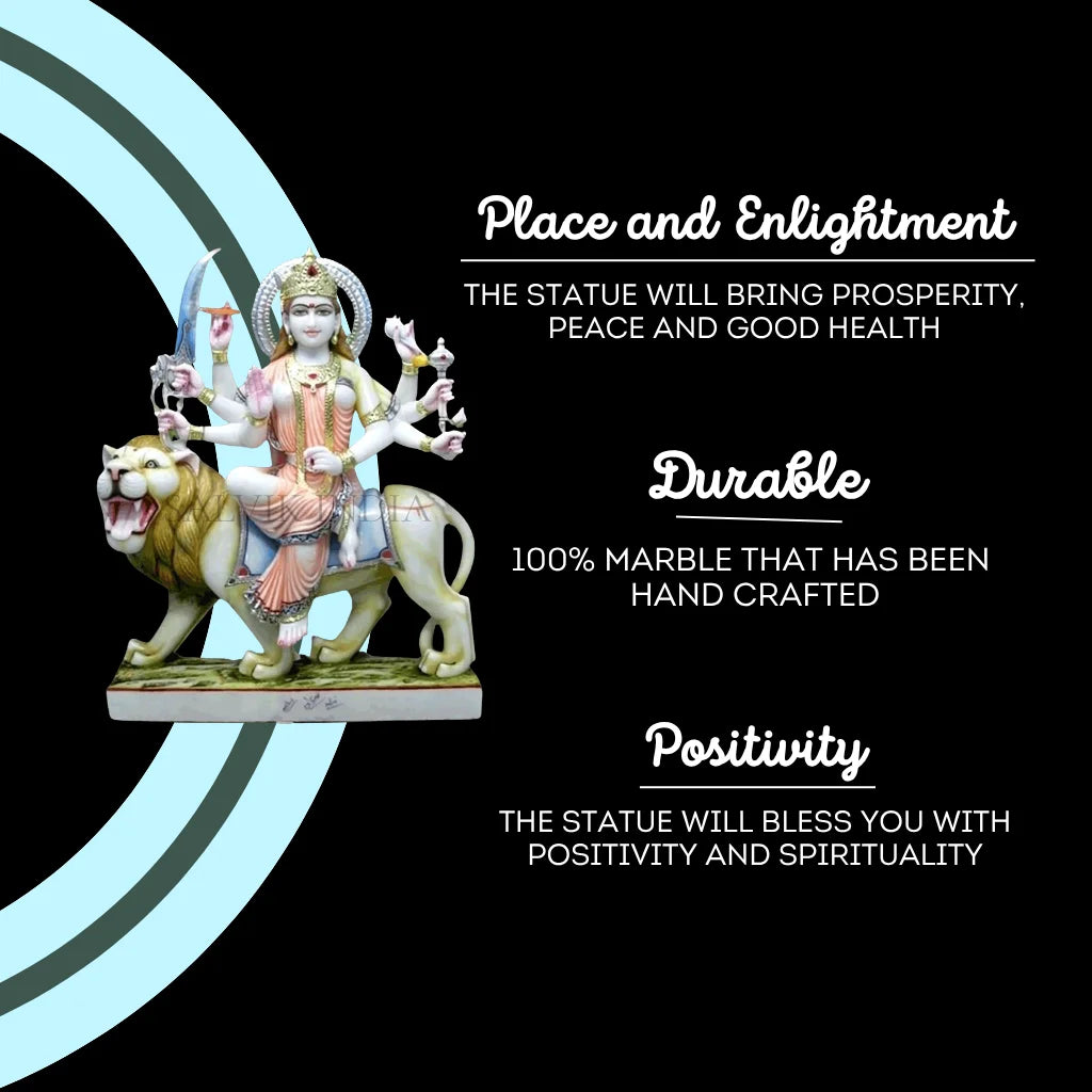 Durga marble idol placed in home mandir for daily pooja