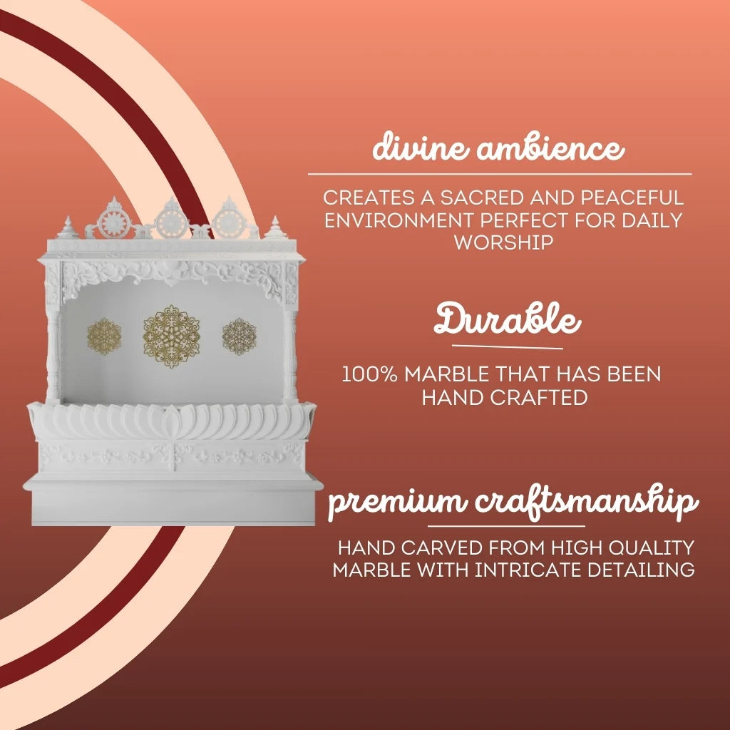 handcrafted marble mandir carving detail white temple