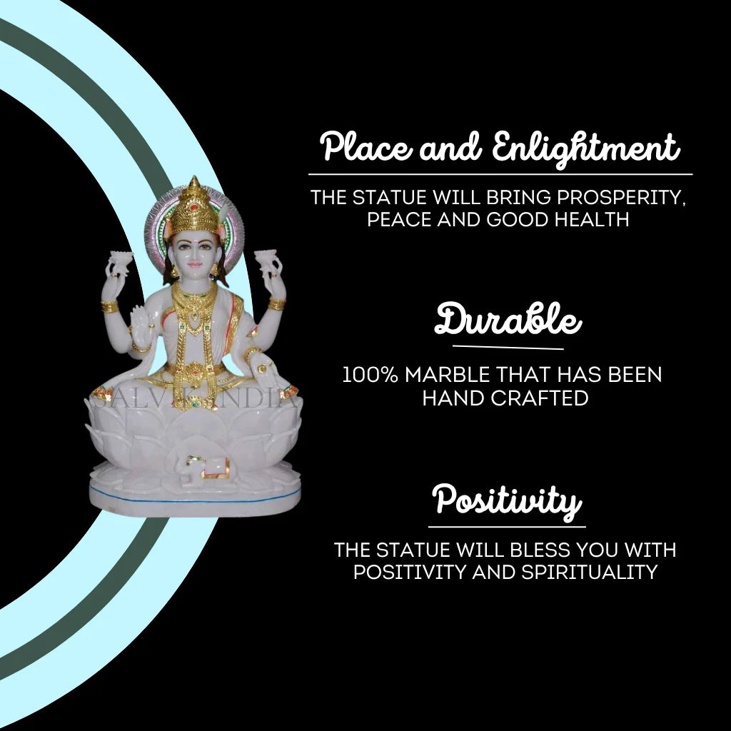 Makrana White Marble Lakshmi Murti – Handcrafted Laxmi Idol