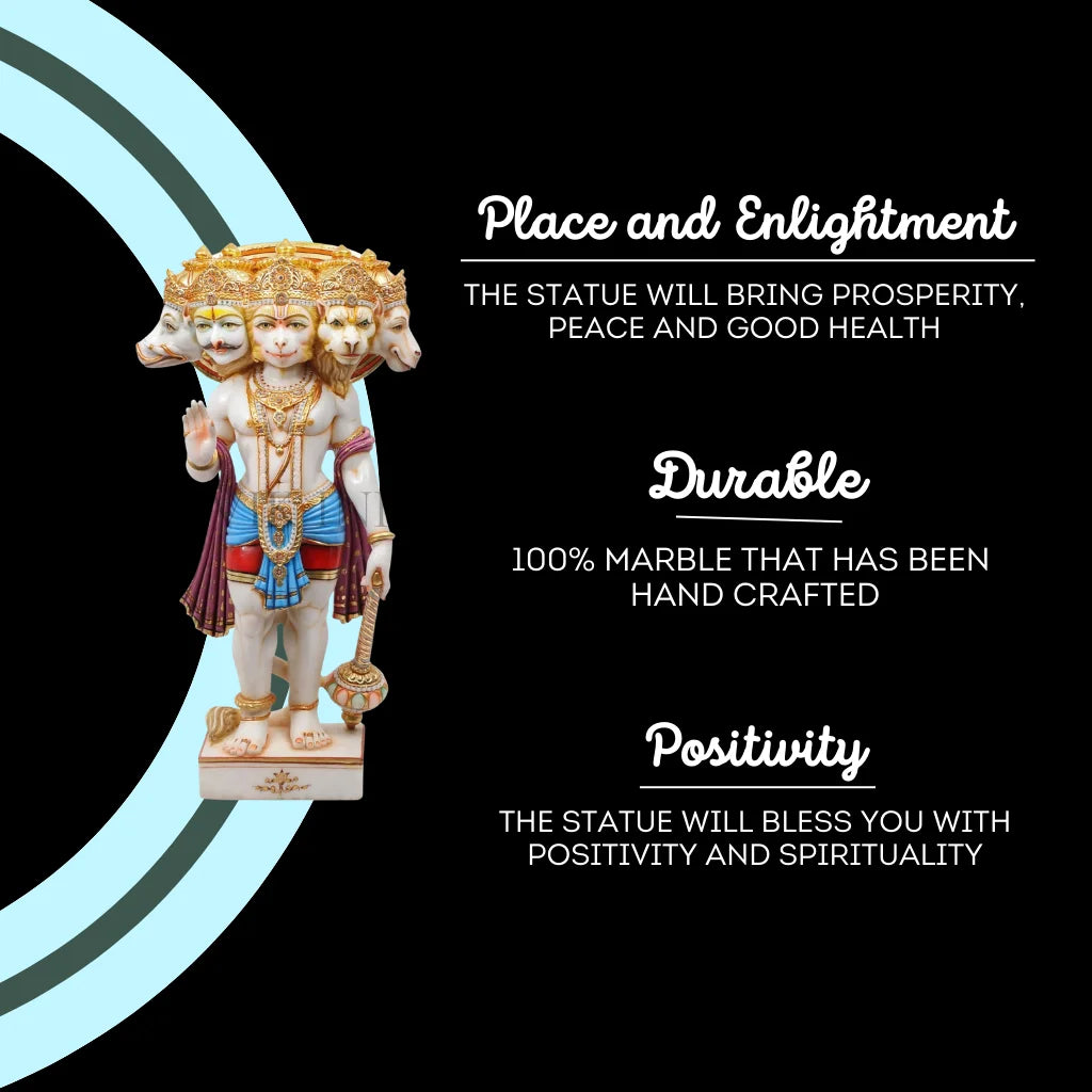 Panchmukhi Hanuman Statue - Salvik | Marble Murti Manufacturers in India