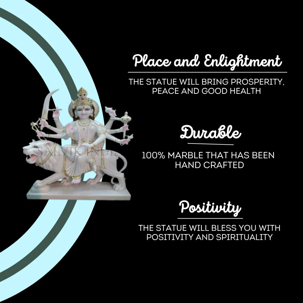 Beautiful Maa Sherawali Marble Murti for Spiritual Décor