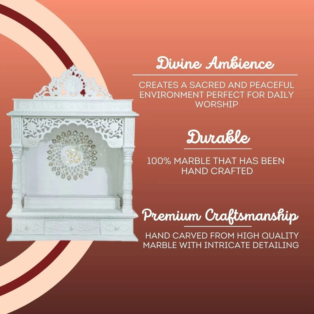 stone temple side design in marble for pooja space