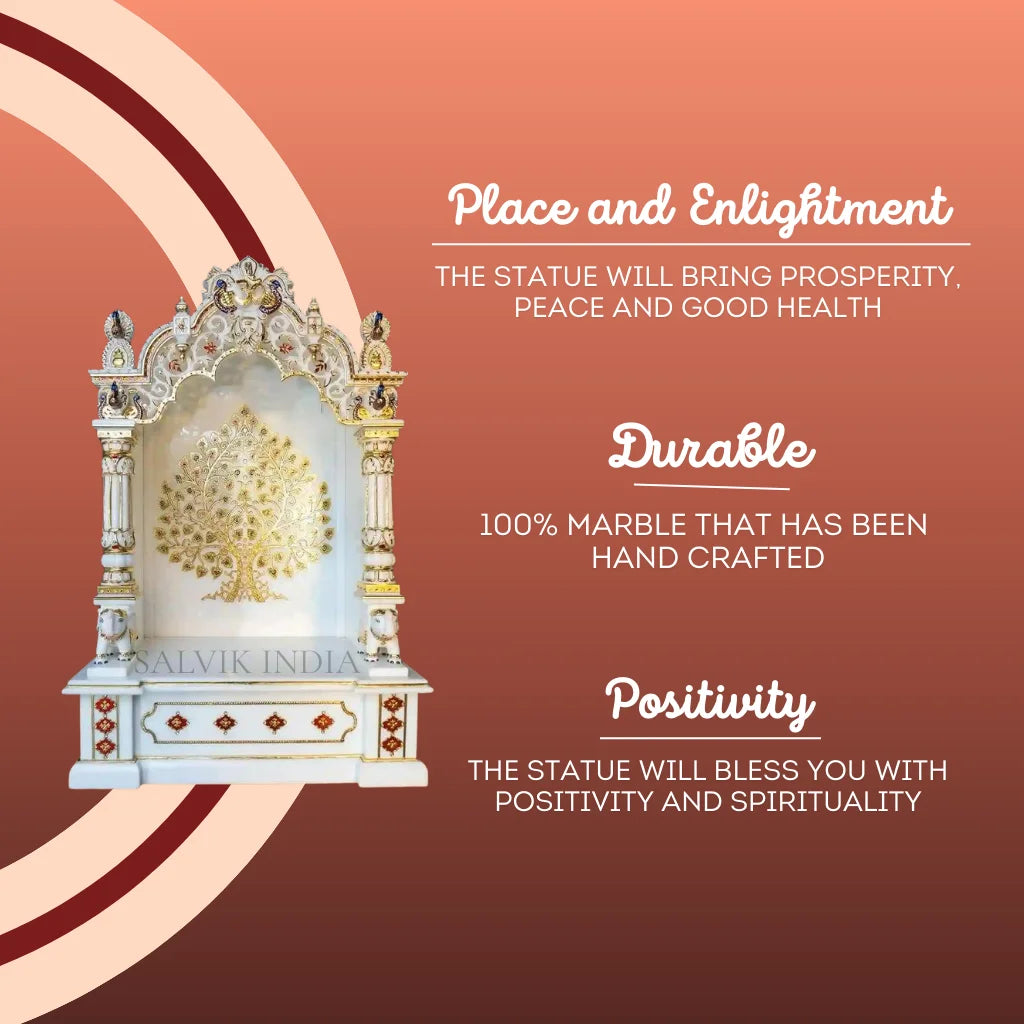 traditional Makrana marble mandir for home with detailed carving