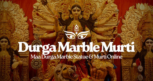 Durga Marble Murti – Handcrafted Maa Durga marble statue with lion, symbol of strength and devotion