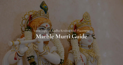 Beautiful Radha Krishna marble murti with garlands – Vastu tips for idol placement