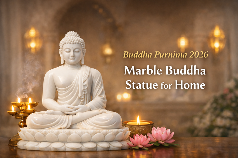 Marble Buddha statue for home on Buddha Purnima 2026