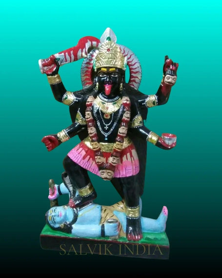 Kali Mata Marble Statue – Handcrafted Marble Murti for Home Temple