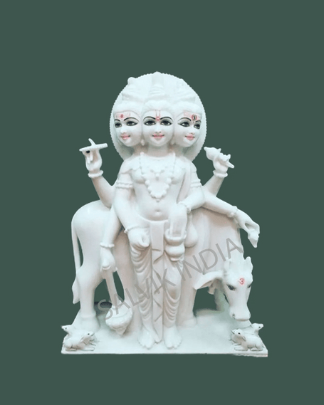 Marble Dattatreya Statue – Handcrafted Datta Murti Marble Idols - Salvik | Marble Murti Manufacturers in India