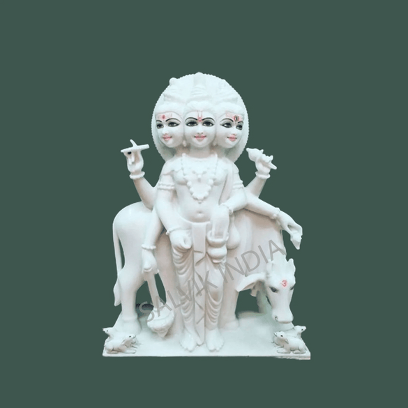 Marble Dattatreya Statue – Handcrafted Datta Murti Marble Idols - Salvik | Marble Murti Manufacturers in India