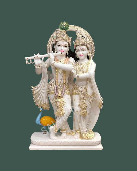 Radha Krishna Marble Statue – Handcrafted Radha Krishna Murti Marble Idols 