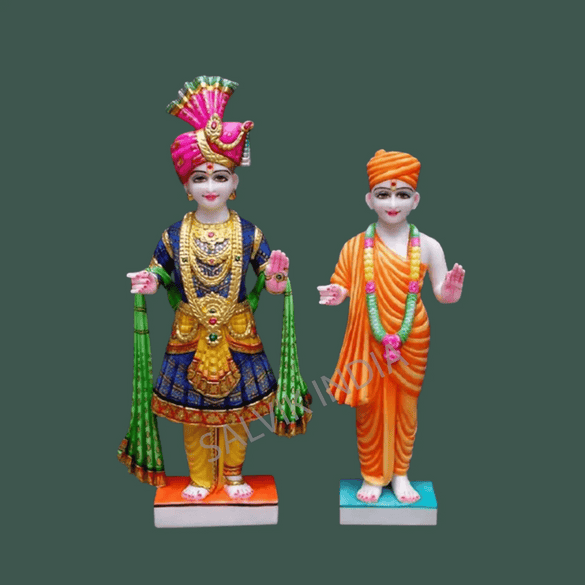 Swaminarayan Marble Statue – Akshar Purushottam & Ghanshyam Maharaj Idols - Salvik | Marble Murti Manufacturers in India