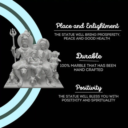 Marble Shiva Parivar Idol – Traditional Handcrafted Statue