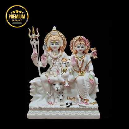 Shiva Parvati Marble Statue – Handcrafted Marble Murti