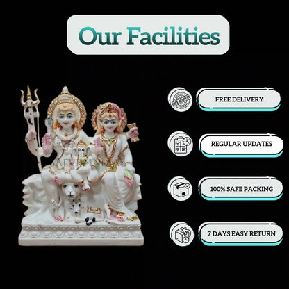 Shiva Parvati Marble Statue – Handcrafted Marble Murti