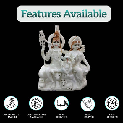 Marble Shiv Parivar Murti – Handcrafted Family Statue