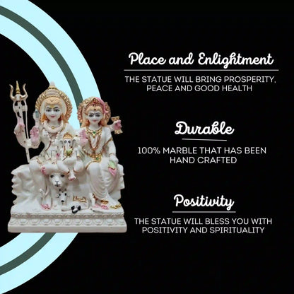 Shiva Parvati Marble Statue – Handcrafted Marble Murti