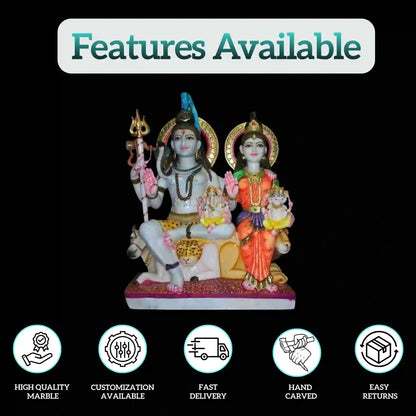 Marble Gauri Shankar Ganesh Statue – Handcrafted Marble Murti