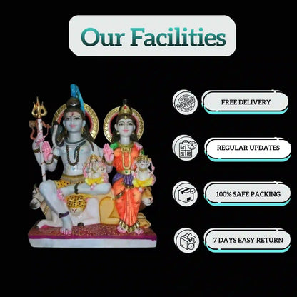 Marble Gauri Shankar Ganesh Statue – Handcrafted Marble Murti
