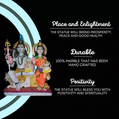 Marble Gauri Shankar Ganesh Statue – Handcrafted Marble Murti