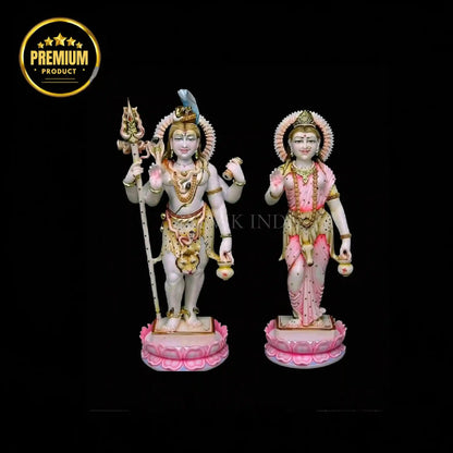 Marble Shankar Parvati Statue – Handcrafted Shiv Parvati Murti
