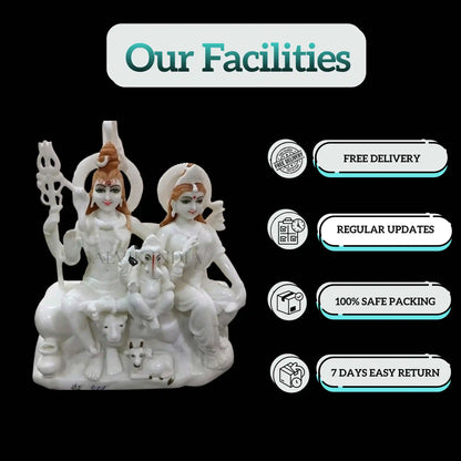 Marble Shiv Parivar Murti – Handcrafted Family Statue