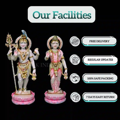 Marble Shankar Parvati Statue – Handcrafted Shiv Parvati Murti