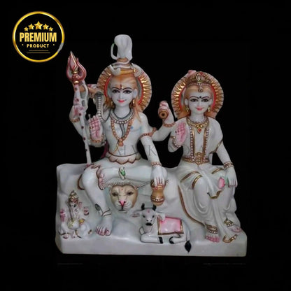 Shiv Parvati Marble Sculpture – Handcrafted Shiva Parvati Statue