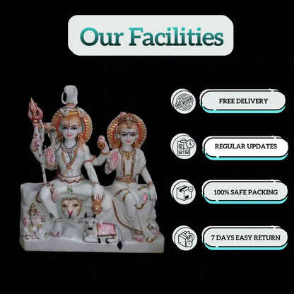 Shiv Parvati Marble Sculpture – Handcrafted Shiva Parvati Statue