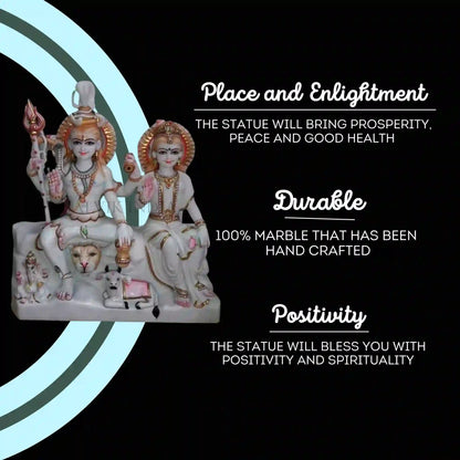 Shiv Parvati Marble Sculpture – Handcrafted Shiva Parvati Statue