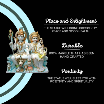 Temple Marble Shiv Parivar Statue – Handcrafted Shiva Family Idol