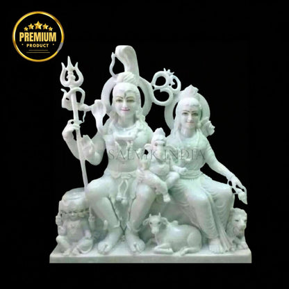 Marble Shiv Parivar – Handcrafted Marble Family Murti