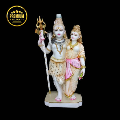 Shiv Parvati Murti in Marble – Handcrafted Statue