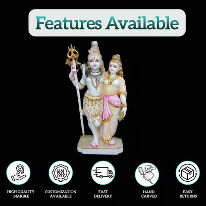 Shiv Parvati Murti in Marble – Handcrafted Statue