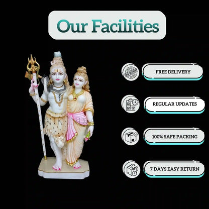 Shiv Parvati Murti in Marble – Handcrafted Statue