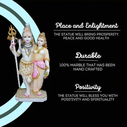 Shiv Parvati Murti in Marble – Handcrafted Statue