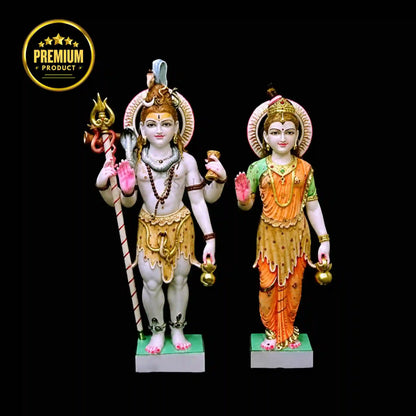 Marble Shiva Parvati Idol – Traditional Handcrafted Statue