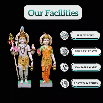 Marble Shiva Parvati Idol – Traditional Handcrafted Statue