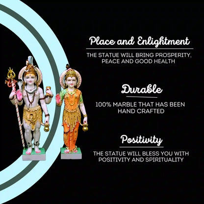 Marble Shiva Parvati Idol – Traditional Handcrafted Statue