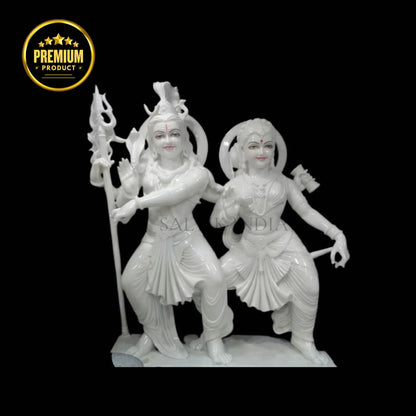 Marble Standing Lord Shiva Parvati Statue – Handcrafted Idol
