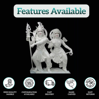Marble Standing Lord Shiva Parvati Statue – Handcrafted Idol