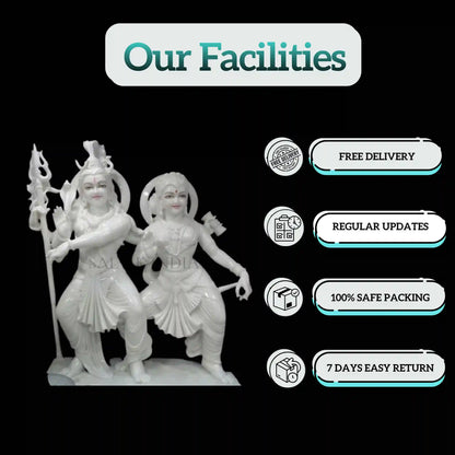 Marble Standing Lord Shiva Parvati Statue – Handcrafted Idol
