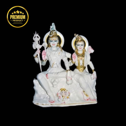 Marble Shiva Parvati Statue – Traditional Handcrafted Lord Shiva Idol