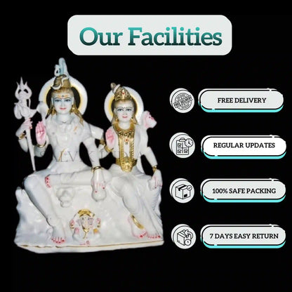Marble Shiva Parvati Statue – Traditional Handcrafted Lord Shiva Idol