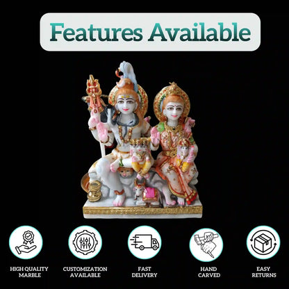 Marble Shiv Ji Parvati Ji Statue – Handcrafted Shiva Murti
