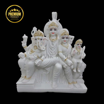 Marble Shankar Parivar Murti – Handcrafted Lord Shiva Idol