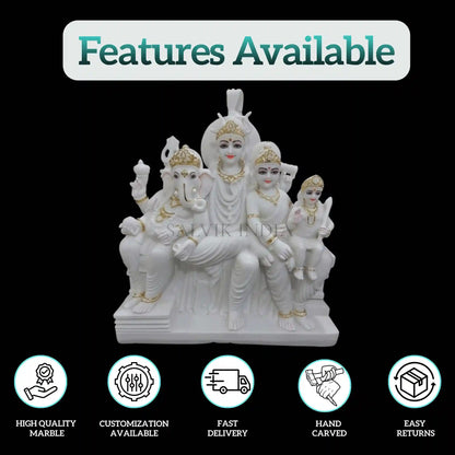 Marble Shankar Parivar Murti – Handcrafted Lord Shiva Idol