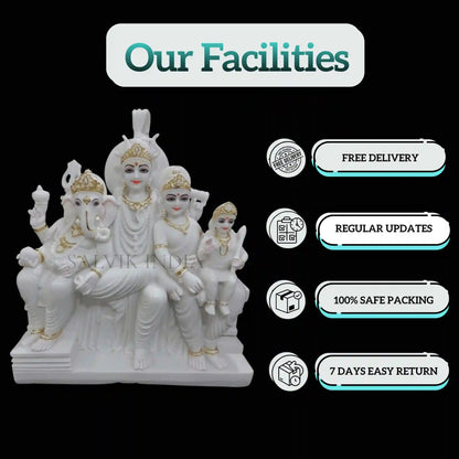 Marble Shankar Parivar Murti – Handcrafted Lord Shiva Idol