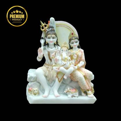 Marble Shankar Parvati Ganesh Murti – Handcrafted Lord Shiva Idol